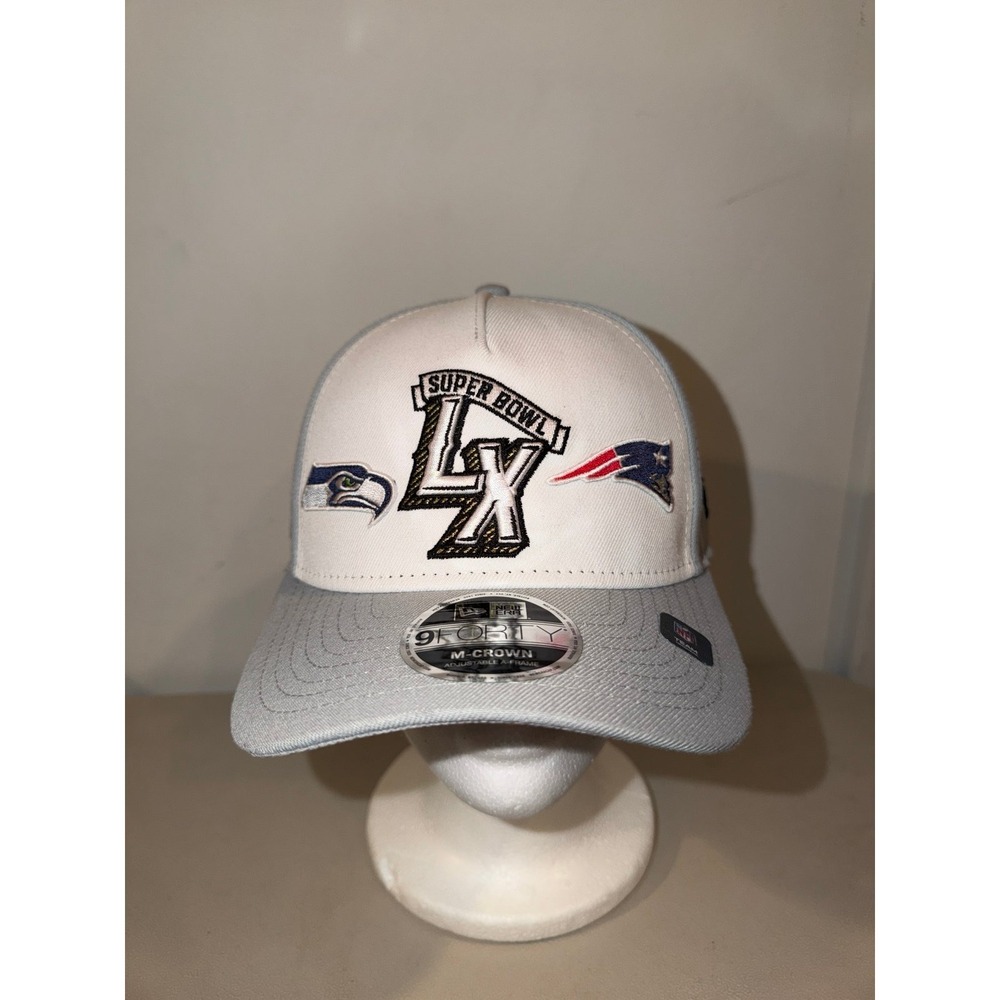 New Era Gray/White New England Patriots vs. Seahawks Superbowl A Frame 9Forty